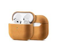 Maogoam Funda de piel para AirPods 4ª Generación, auténtica piel de vacuno vintage con cera de aceite Crazy Horse para Apple Airpods 4, hecha a mano en embalaje completo, estilo Indiana-Jones, marrón