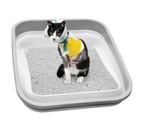 Maohegou Caja de Arena para Gatos Mayores, de Tres Patas, con Artritis, de Acceso bajo y Abierta, para Gatos Enfermos, frágiles o discapacitados, rincón para Ancianos