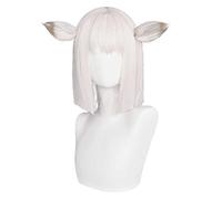 MAOMA Peluca Cosplay Anime，Peluca Arknights Carnelian，White Bob Peluca Cosplay,con Red de Peluca Gratis,Halloween Hair,para Cosplay de Fiesta diari