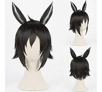 MAOMA Peluca Cosplay Anime,Peluca Arknights Courier,Black Short Peluca Cosplay,con Red de Peluca Gratis,Halloween Hair,para Cosplay de Fiesta diari