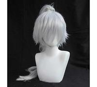 MAOMA Peluca Cosplay Anime，Peluca Arknights Grani，Silver and White Long Peluca Cosplay,con Red de Peluca Gratis,Halloween Hair,para Cosplay de Fiesta diari