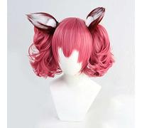 MAOMA Peluca Cosplay Anime，Peluca Arknights Shamare，Pink Double Ponytail Peluca Cosplay,con Red de Peluca Gratis,Halloween Hair,para Cosplay de Fiesta diari