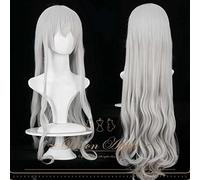 MAOMA Peluca Cosplay Anime，Peluca Arknights Shining，Long Wavy Peluca Cosplay,con Red de Peluca Gratis,Halloween Hair,para Cosplay de Fiesta diari(Color:Blanco Plateado)
