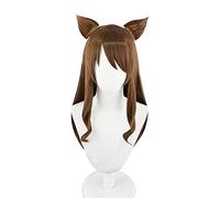 MAOMA Peluca Cosplay Anime，Peluca Arknights Skyfire，Brown Long Straight Peluca Cosplay,con Red de Peluca Gratis,Halloween Hair,para Cosplay de Fiesta diari