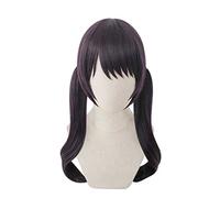 MAOMA Peluca Cosplay Anime,Peluca Bang Dream Futaba Tsukushi,Dark Purple Double Ponytail Peluca Cosplay,con Red de Peluca Gratis,Halloween Hair,para Cosplay de Fiesta diari