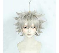 MAOMA Peluca Cosplay Anime，Peluca Black Clover Asta，Beige Gray Short Peluca Cosplay,con Red de Peluca Gratis,Halloween Hair,para Cosplay de Fiesta diari