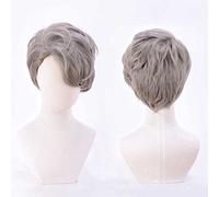 MAOMA Peluca Cosplay Anime，Peluca Division Rap Battle Amaguni Hitoya，Gray Fluffy Short Peluca Cosplay,con Red de Peluca Gratis,Halloween Hair,para Cosplay de Fiesta diari