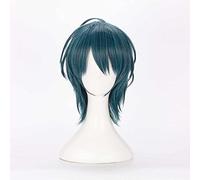MAOMA Peluca Cosplay Anime，Peluca Fire Emblem Three Houses Byleth，Blue and Black Mix Peluca Cosplay,con Red de Peluca Gratis,Halloween Hair,para Cosplay de Fiesta diari(Size:Corto)