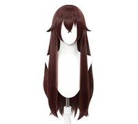 MAOMA Peluca Cosplay Anime，Peluca Genshin Impact Amber，Brown Long Straight Peluca Cosplay,con Red de Peluca Gratis,Halloween Hair,para Cosplay de Fiesta diari