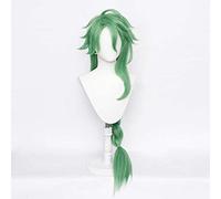 MAOMA Peluca Cosplay Anime，Peluca Genshin Impact Baizhu，Green Long Braid Peluca Cosplay,con Red de Peluca Gratis,Halloween Hair,para Cosplay de Fiesta diari