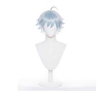 MAOMA Peluca Cosplay Anime,Peluca Genshin Impact Chongyun,Light Blue Short Peluca Cosplay,con Red de Peluca Gratis,Halloween Hair,para Cosplay de Fiesta diari