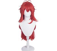 MAOMA Peluca Cosplay Anime,Peluca Genshin Impact Diluc,Red Long Fluffy Curly Peluca Cosplay,con Red de Peluca Gratis,Halloween Hair,para Cosplay de Fiesta diari(Size:Style 1)