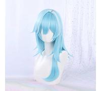 MAOMA Peluca Cosplay Anime，Peluca Genshin Impact EULA，Blue Curly Peluca Cosplay,con Red de Peluca Gratis,Halloween Hair,para Cosplay de Fiesta diari(Color:Style 2)