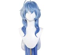 MAOMA Peluca Cosplay Anime，Peluca Genshin Impact Ganyu，Blue Fluffy Wave Long Peluca Cosplay,con Red de Peluca Gratis,Halloween Hair,para Cosplay de Fiesta diari(Size:Style 1)