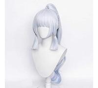 MAOMA Peluca Cosplay Anime，Peluca Genshin Impact Kamisato Ayaka，Silver Long Ponytail Gradient Peluca Cosplay,con Red de Peluca Gratis,Halloween Hair,para Cosplay de Fiesta diari