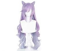 MAOMA Peluca Cosplay Anime,Peluca Genshin Impact Keqing,Purple Long Wavy Peluca Cosplay,con Red de Peluca Gratis,Halloween Hair,para Cosplay de Fiesta diari