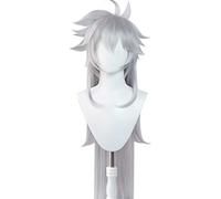 MAOMA Peluca Cosplay Anime,Peluca Genshin Impact Razor,Silver Grey Long Peluca Cosplay,con Red de Peluca Gratis,Halloween Hair,para Cosplay de Fiesta diari