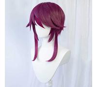 MAOMA Peluca Cosplay Anime，Peluca Genshin Impact Rosaria，Purple Red Gradient Slightly Long Curly Peluca Cosplay,con Red de Peluca Gratis,Halloween Hair,para Cosplay de Fiesta diari(Color:Style 1)