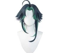 MAOMA Peluca Cosplay Anime,Peluca Genshin Impact Xiao,Fluffy Blue Gradient Curly Peluca Cosplay,con Red de Peluca Gratis,Halloween Hair,para Cosplay de Fiesta diari