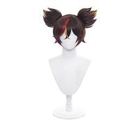 MAOMA Peluca Cosplay Anime,Peluca Genshin Impact Xinyan,Mixed Brown Short Ponytail Peluca Cosplay,con Red de Peluca Gratis,Halloween Hair,para Cosplay de Fiesta diari