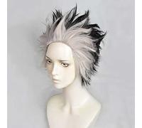 MAOMA Peluca Cosplay Anime，Peluca Kaiju No. 8 Gen Narumi，Gray Mixed Black Short Peluca Cosplay,con Red de Peluca Gratis,Halloween Hair,para Cosplay de Fiesta diari