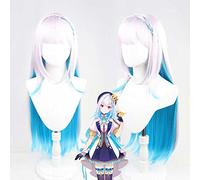 MAOMA Peluca Cosplay Anime，Peluca Lize Helesta，Pink Gradient Blue Long Peluca Cosplay,con Red de Peluca Gratis,Halloween Hair,para Cosplay de Fiesta diari(Size:Style 2)