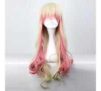 MAOMA Peluca Cosplay Anime,Peluca Macross Frontier Sheryl Nome,Yellow Gradient Pink Long Wave Peluca Cosplay,con Red de Peluca Gratis,Halloween Hair,para Cosplay de Fiesta diari