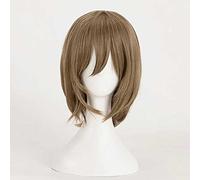 MAOMA Peluca Cosplay Anime,Peluca Persona 5 Goro Akechi,Brown Bob Peluca Cosplay Anime,Peluca con Capucha Gratuita,Halloween Hair,para Cosplay de Fiesta diari