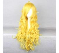 MAOMA Peluca Cosplay Anime，Peluca RWBY Yang Xiao Long，Long Curly Wavy Long Yellow Peluca Cosplay,con Red de Peluca Gratis,Halloween Hair,para Cosplay de Fiesta diari