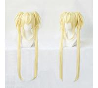 MAOMA Peluca Cosplay Anime，Peluca Shugo Chara Utau Tsukiyomi，Yellow Long Peluca Cosplay,con Red de Peluca Gratis,Halloween Hair,para Cosplay de Fiesta diari