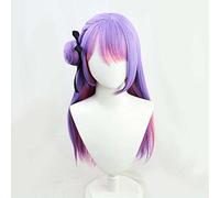 MAOMA Peluca Cosplay Anime，Peluca Tokoyami Towa，Purple Gradient Pink Peluca Cosplay,con Red de Peluca Gratis,Halloween Hair,para Cosplay de Fiesta diari(Size:Style 3)