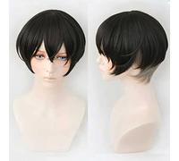 MAOMA Peluca Cosplay Anime，Peluca Tokyo Revengers Chifuyu Matsuno，Black Short Peluca Cosplay,con Red de Peluca Gratis,Halloween Hair,para Cosplay de Fiesta diari