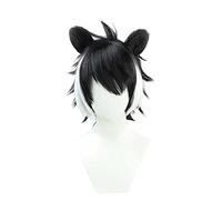 MAOMA Peluca Cosplay Anime,Peluca VTuber Kageyama Shien,Black and White Mixed Color Short Peluca Cosplay,con Red de Peluca Gratis,Halloween Hair,para Cosplay de Fiesta diari