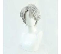 MAOMA Peluca Cosplay Anime,Peluca VTuber Kaida Haru,Silver Gray Short Peluca Cosplay,con Red de Peluca Gratis,Halloween Hair,para Cosplay de Fiesta diari