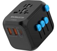 MAOMAOCON Reiseadapter - Adaptador universal de viaje con PD20 W, 2 USB, 1 USB C y 1 CA, adaptador de enchufe, adaptador universal para Alemania, Estados Unidos, Inglaterra, Tailandia, Italia,