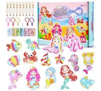 Maomaoyu 5D Diamond Painting Kit Completo para Niñas, 15 Piezas Pegatinas Diamond Painting Schlüsselanhänger, Pintura de Diamantes Manualidades y Regalo para Niña 5 6 7 8 9 10 Años, Sirena