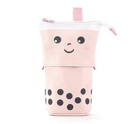 Maomaoyu Estuche Escolar Vertical para Dibujos Animados Lindo Gato, Telescópico Estuche para Bolígrafo Lona, Cosmética Papelería Organizador Caja para Niña, Chico, Estudiante & Profesor，Rosa y Punto