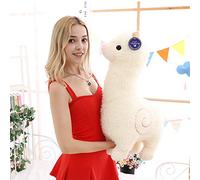 Maomoto Juguete de peluche de alpaca, 46 cm, diseño de llama, grande, almohada de abrazo, cojín suave y esponjoso, alpaca blanca, juguete de peluche de peluche