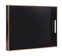 MAONAME Bandeja de servir negra con asas, bandeja decorativa rectangular, moderna bandeja de mesa de café, bandeja otomana de plástico para baño, decoración, 15.7 x 11.8 x 1.57 pulgadas