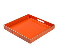 MAONAME Bandeja Decorativa, Bandeja de Servir Naranja con Asas, Bandeja de Mesa de café, Bandeja Cuadrada de plástico para otomana, baño, Cocina, 13 x 13 x 1.57 Pulgadas
