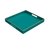 MAONAME Bandeja Decorativa Verde con Asas, Bandeja Cuadrada de plástico para Mesa de café otomana, baño, Cocina, 13 x 13 x 1.57 Pulgadas