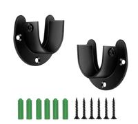 MaoNativey 2 Piezas Soporte para Barra de Armario Acero Inoxidable 32mm - Soporte Ajustable para Barras de Cortina/Ropa - Incluye Tornillos y Tacos (Negro)