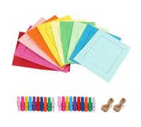 MaoNativey 20 Piezas Marcos de Fotos de Papel Kraft, Marcos con Clips de Madera y Cuerda de Cáñamo, Guirnalda Fotográfica 10x15 cm para Bodas, Cumpleaños, Salón o Dormitorio (DIY Decoración)