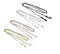 MaoNativey 4 Piezas Cadenas de Eyeglass Chain Cadena Gafas Cordón para Gafas de Metal Antideslizante Cuerda Gafas Cordones para Gafas Cadena Anticaída de Gafas (Negro, Oro, Plata, Oro Rosa)