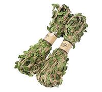 MaoNativey Cuerda de Yute Natural con Hojas Artificiales, 20M, Verde, Rústico, Poliéster, Tela de Yute, Múltiple, Fiesta, Boda, Decoración de Jardín