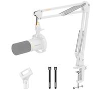 MAONO Brazo Micrófono, Ajustable suspensión micrófono, para podcastin, juegos, streaming y grabaciones, con abrazadera de mesa y adaptador de 3/8" a 5/8", BA20 Blanco