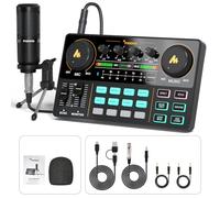 MAONO MaonoCaster Lite AU-AM200-S1 - Juego de equipos de radiodifusión todo en uno con micrófono de 3,5 mm para transmisión en vivo, grabación de podcasts, PC, smartphone