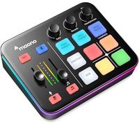 MAONO Mezclador de audio para juegos, interfaz de audio con preamplificador profesional, RGB, Bluetooth, alimentación fantasma de 48 V para transmisión en vivo, podcasting, creación de contenido,