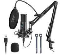 MAONO Micrófono USB Condensador PC, Micrófono Profesional 192KHZ/24BIT con Ganancia, Tecla para Mute, Micro para Streaming, Gaming, Podcast, Plug y Play para con PC, Móvil, Mac,PS4(PM421)