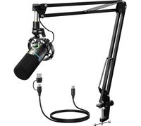 MAONO XLR/USB Microfono dinámico, Micrófono para Podcast con Brazo, Software, botón de Silencio, Control de Ganancia, para PC Gaming, Streaming, grabación, Mezclador PS4/5 Mac, etc. PD200XS